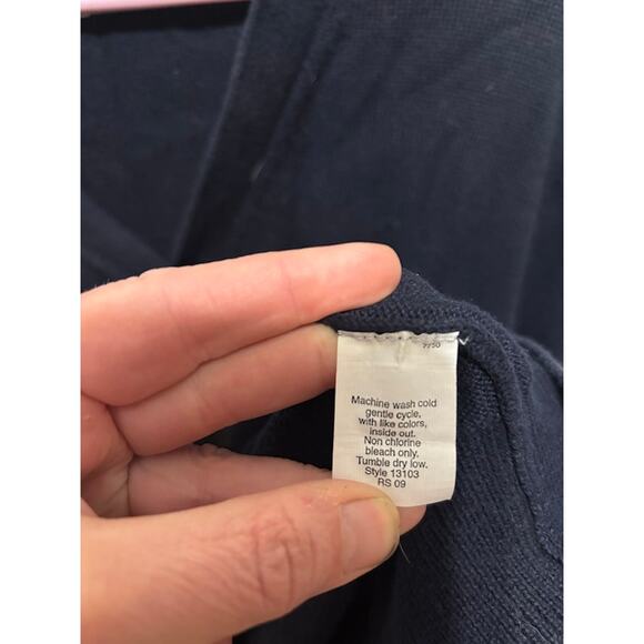 J Crew Cardigan Sweater Mens Large Navy Blue Button Front Pockets Classic Casual - Picture 3 of 6